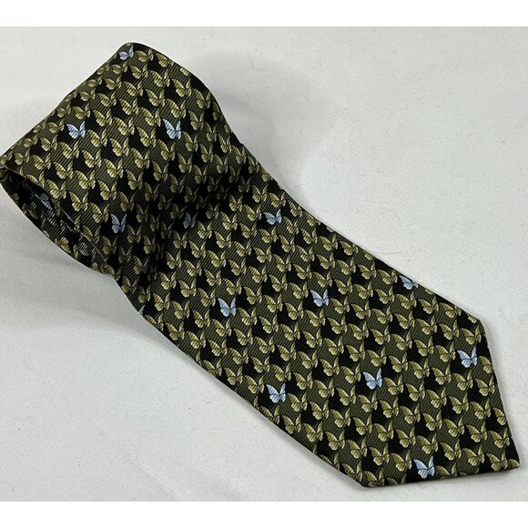 BURBERRY London Mens 100% Silk Neck Tie Butterfly Pattern Classic 61”x 3.5" - Picture 1 of 10